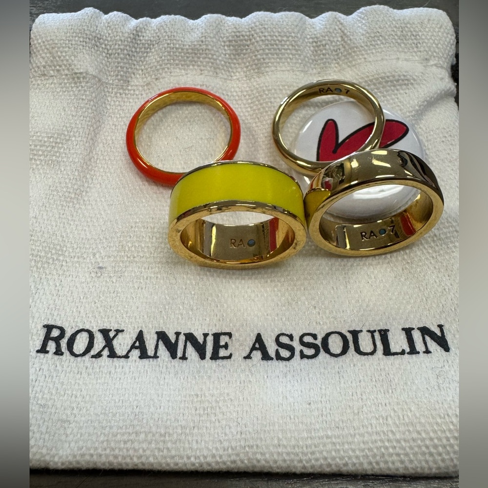 Roxanne Assoulin Red, Yellow, and Gold Ring Trio